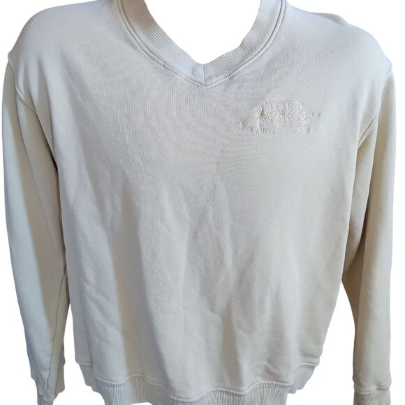 Vintage Medium Sweatshirt John Deere Cream Pullover Embroidered Logo 1990's Farm - Picture 1 of 8
